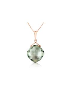 14K Rose Gold Necklace w/ Natural Checkerboard Cut Green Amethyst