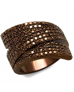 Ring Brass IP Coffee light AAA Grade CZ Light Coffee