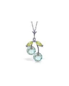1.45 Carat 14K White Gold Gem Of A Love Blue Topaz Peridot Necklace