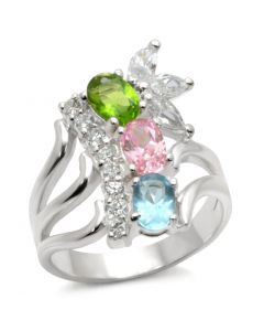 Ring 925 Sterling Silver High-Polished AAA Grade CZ Multi Color