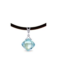 8.76 Carat 14K White Gold Leather Necklace Diamond Blue Topaz