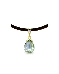 6.51 Carat 14K Gold Leather Necklace Diamond Green Amethyst