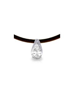 6 Carat 14K White Gold Leather Necklace White Topaz