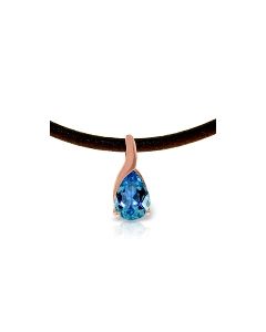 14K Rose Gold/Leather Blue Topaz Necklace