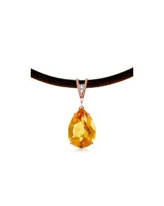14K Rose Gold & Leather Diamond/Citrine Pear Cut Necklace