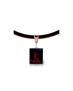 14K Rose Gold & Leather Diamond/Garnet Square Cut Necklace