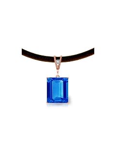 14K Rose Gold & Leather Diamond/Blue Topaz Square Cut Necklace
