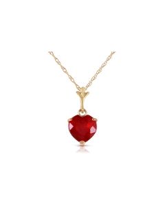 1.45 Carat 14K Gold Necklace Natural Heart Ruby