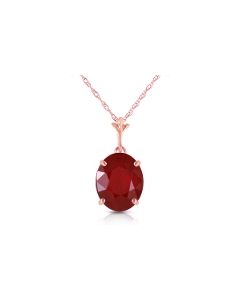3.5 Carat 14K Rose Gold Necklace Natural Oval Ruby