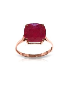 6.75 Carat 14K Rose Gold Ring Natural Cushion Shape Ruby