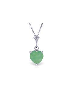 14K White Gold Necklace w/ Natural Heart Emerald