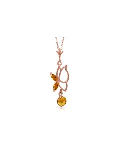 14K Rose Gold Butterfly Necklace w/ Citrines