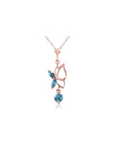 14K Rose Gold Butterfly Necklace w/ Blue Topaz