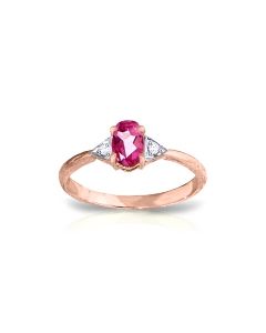 0.46 Carat 14K Rose Gold Oval Pink Topaz Diamond Ring