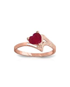 1 Carat 14K Rose Gold Loveheart Ruby Ring