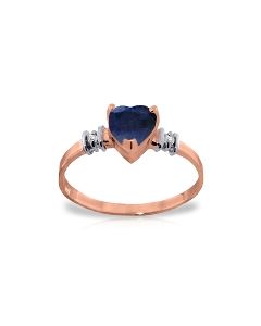 14K Rose Gold Ring w/ Natural Sapphire & Diamonds