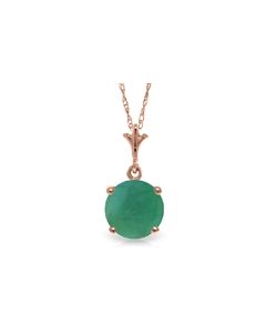 1.65 Carat 14K Rose Gold Single Round Emerald Necklace