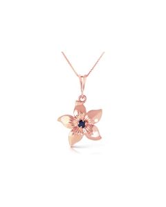 14K Rose Gold Flower Necklace w/ Natural Sapphire