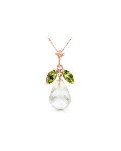 14K Rose Gold Necklace w/ Natural Peridots & Rose Topaz