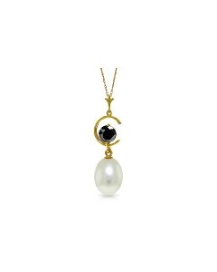 4.5 Carat 14K Gold Necklace Natural Pearl Black Diamond