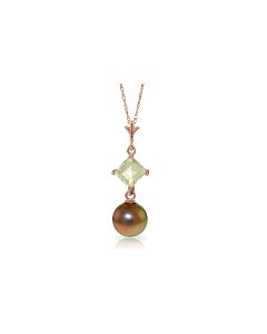 14K Rose Gold Aquamarine & Pearl Necklace Jewelry
