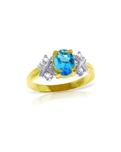 0.97 Carat 14K Gold Chicago Blues Blue Topaz Diamond Ring
