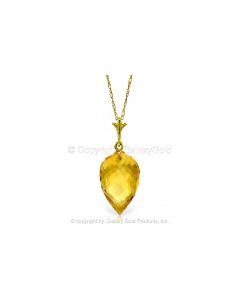 9.5 Carat 14K Gold Necklace Pointy Briolette Drop Citrine