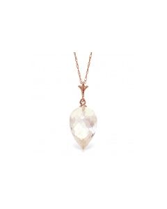12.25 Carat 14K Rose Gold Necklace Pointy Briolette Drop White Topaz