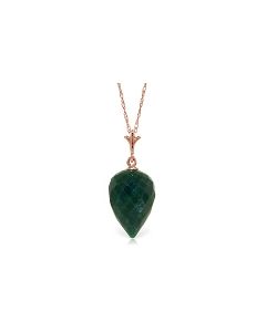 12.9 Carat 14K Rose Gold Necklace Pointy Briolette Drop Emerald