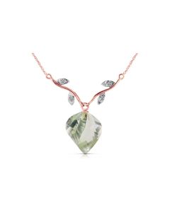 13.02 Carat 14K Rose Gold Romance Green Amethyst Diamond Necklace
