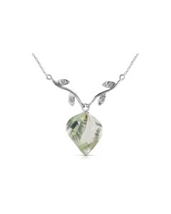 13.02 Carat 14K White Gold Scattered Fragments Green Amethyst Necklace