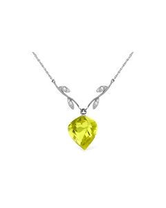 10.77 Carat 14K White Gold Citrineon Charm Lemon Quartz Diamond Necklace