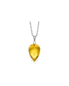 9.55 Carat 14K White Gold Necklace Diamond Briolette Drop Citrine