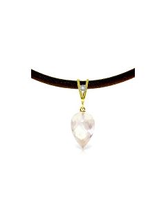 12.26 Carat 14K Gold Leather Necklace Diamond White Topaz