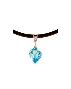 13.91 Carat 14K Rose Gold Leather Necklace Diamond Blue Topaz