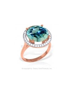 8 Carat 14K Rose Gold Ingrid Blue Topaz Diamond Ring