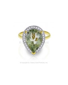 3.41 Carat 14K Gold White Answers Green Amethyst Diamond Ring