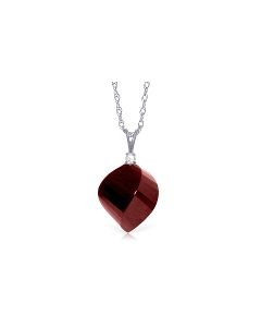 15.3 Carat 14K White Gold Necklace Diamond Twisted Briolette Ruby