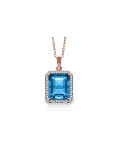 7.8 Carat 14K Rose Gold Isabella Blue Topaz Diamond Necklace