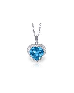 6.44 Carat 14K White Gold Better Luck Blue Topaz Diamond Necklace