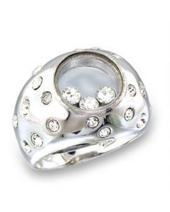 Ring 925 Sterling Silver High-Polished Top Grade Crystal Clear Round