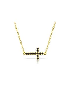 0.3 Carat 14K Gold Horizontal Cross Sapphire Necklace