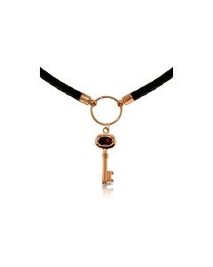 0.5 Carat 14K Rose Gold Leather Key Necklace Garnet