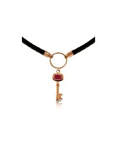 0.5 Carat 14K Rose Gold Leather Key Necklace Ruby