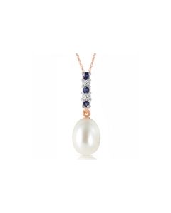 4.15 Carat 14K Rose Gold Necklace Diamond, Sapphire Briolette Pearl