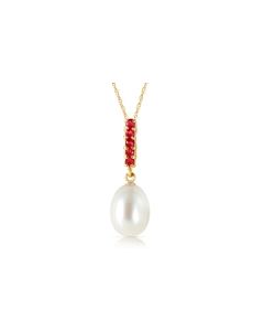 4.2 Carat 14K Gold Necklace Ruby Briolette Pearl