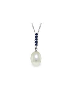 4.2 Carat 14K White Gold Necklace Sapphire Briolette Pearl