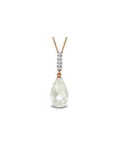 7.18 Carat 14K Rose Gold Necklace Diamond Briolette Drop White To