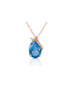 2.53 Carat 14K Rose Gold Necklace Diamond Blue Topaz