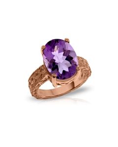 14K Rose Gold Ring w/ Natural Oval Amethyst